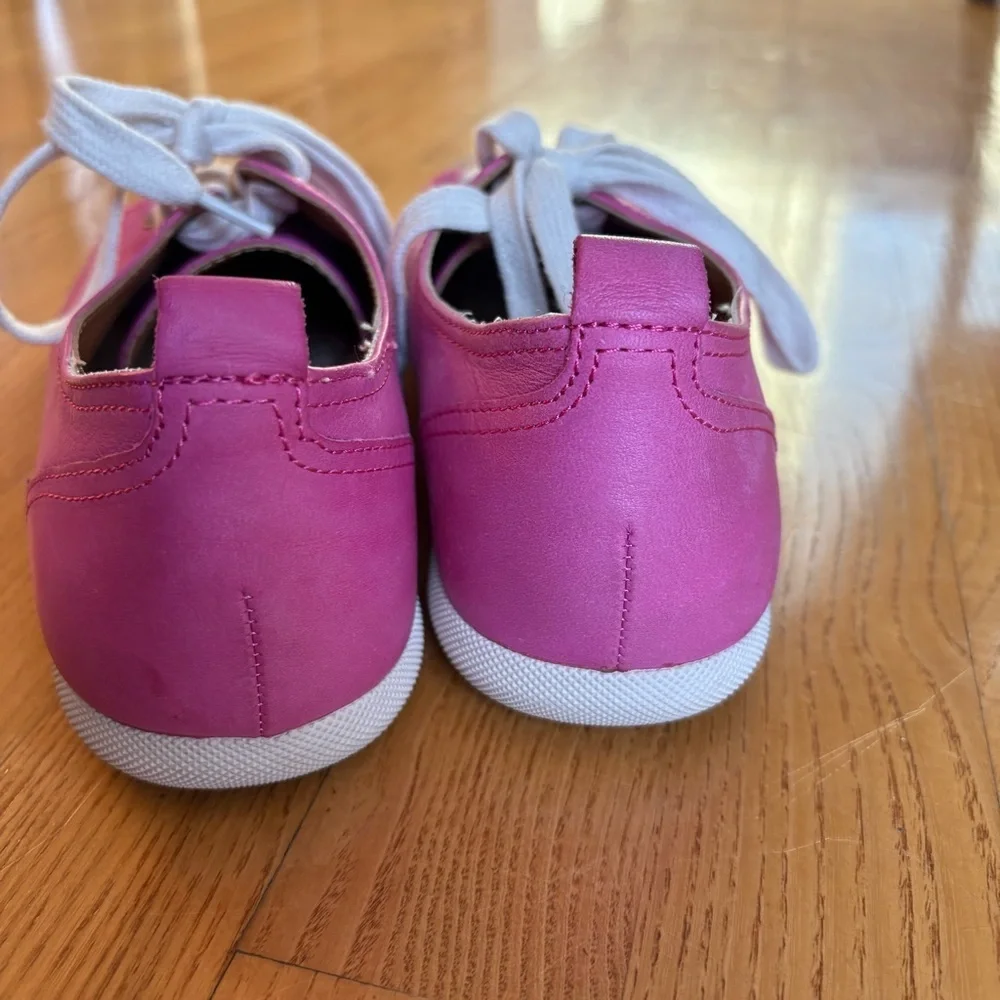 KORK-EASE PINK shoes LEATHER SNEAKERS CORK funky womens SIZE 9 tan brown lace up